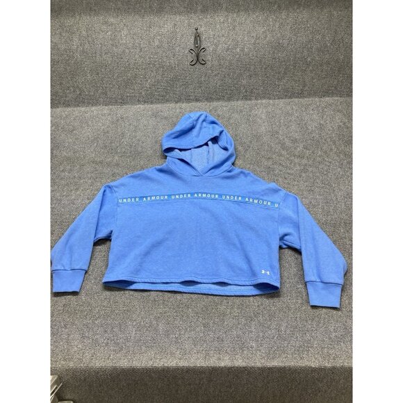 Under Armour Cropped Hoodie Women’s Size Medium Blue Long Sleeve Pullover - Picture 1 of 10